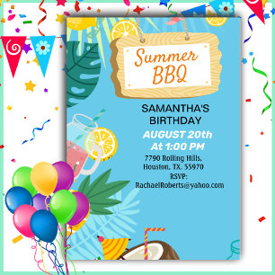 Barbecue Troique Invitation Anniversaire