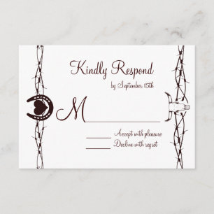 Barbed Wire Horseshoe Pays Western RSVP Cartes