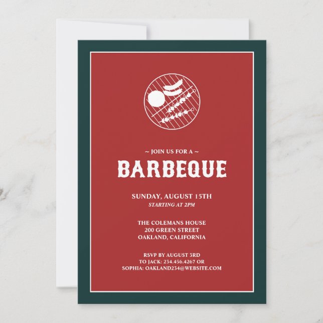 Barbeque Grill Plat Invitation Card (Devant)