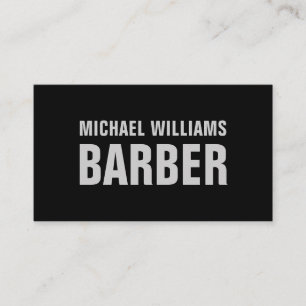 Barber Black Grey Bold Carte de visite de typograp