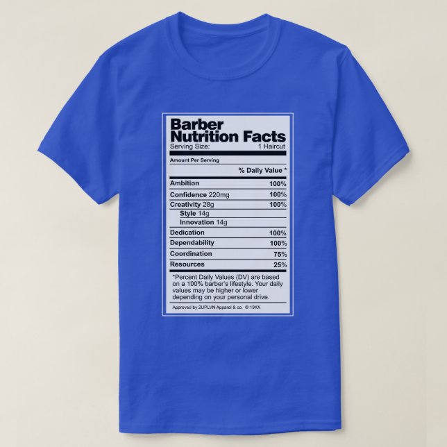 Barber Nutrition Facts Classic TShirt (Design devant)