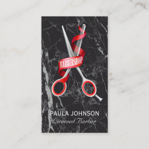 Barber Shop Carte de visite en marbre noir