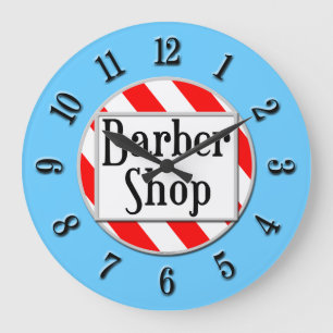 Barber Shop Horloge rouge, blanche et bleue