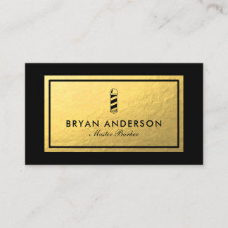 Barber Shop Pole - Faux Gold Foil Carte de visite
