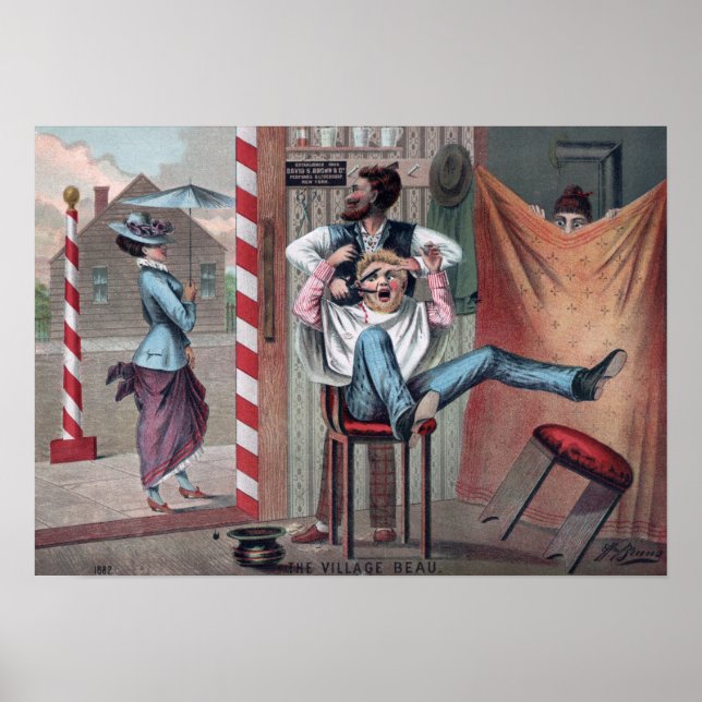 Barber Shop Poster vintage photo humoristique (Devant)