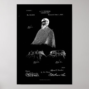 Barber's Cape Antique Patent Poster noir