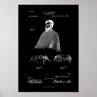 Barber's Cape Antique Patent Poster noir