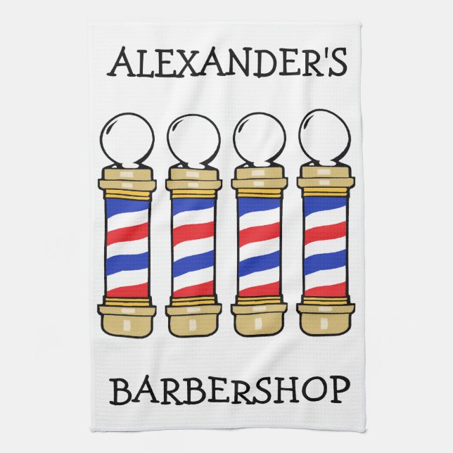 Barbershop Barber Poles Bar Serviette Personnalise (Vertical)