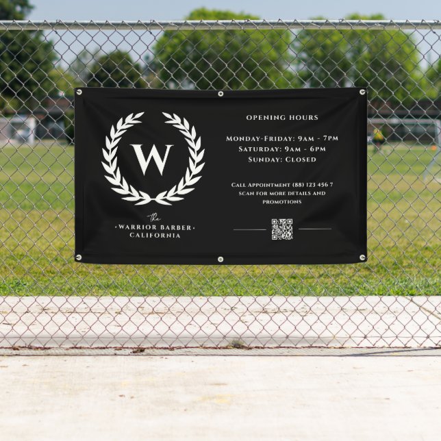 Barbershop moderne Heures d'ouverture Bannière Sig (En situation)