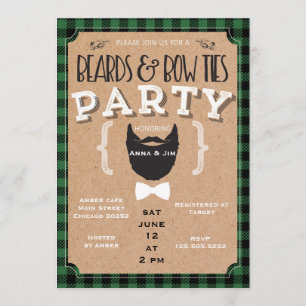 barbes et invitation de baby shower de cravates