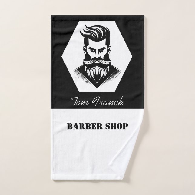 Barbier professionnel Boutique noir et blanc Barbe (Serviette à main)