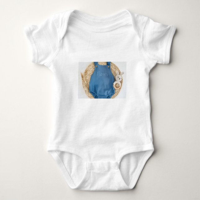 Barboteuse bébé imprimé salopette bleue mignonne – (Devant)