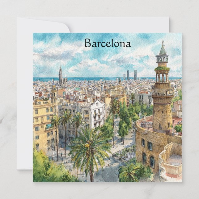 Barcelona Spain Catalonia City VIew Oil Paint (Devant)