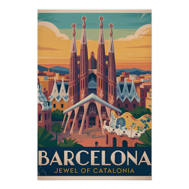 Barcelona Spain vintage Poster (Devant)