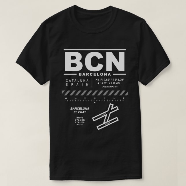 Barcelone - Aéroport El Prat BCN T-Shirt (Design devant)