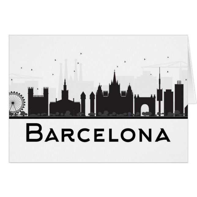 Barcelone, Espagne horizon noir et blanc de | de (Devant horizontal)