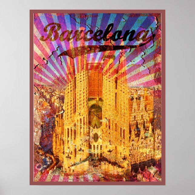 Barcelone, Espagne, Poster vintage (Devant)