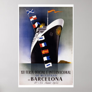 Barcelone Espagne Poster vintage 1944