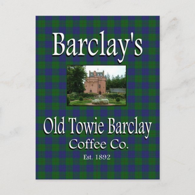 Barclay's Old Towie Barclay Coffee Co. Carte posta (Devant)