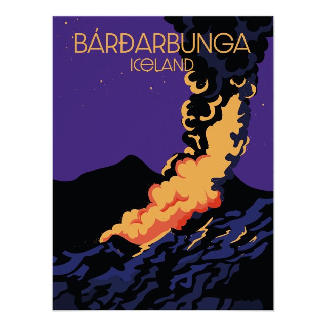 Bárðarbunga, affiche de voyage en Islande. (Devant)