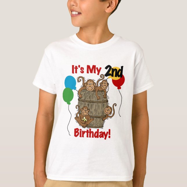 Baril de singes 2e Anniversaire Tshirts et cadeaux (Devant)