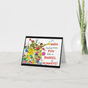 Baril de singes carte de note amusante