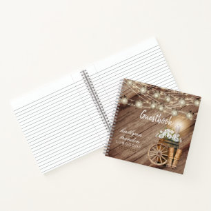 Baril en bois rustique et floral blanc - Livre d'o
