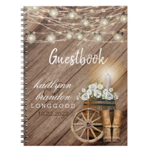 Baril en bois rustique et floral blanc - Livre d'o