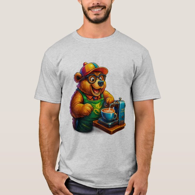 Barista Bear – Cute Coffee Lover T-Shirt (Devant)