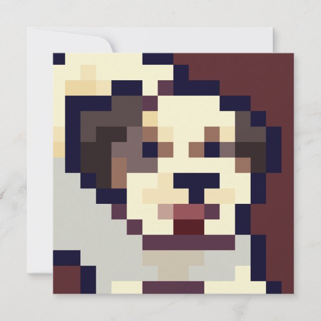 Barking puppy pixel art card (Devant)