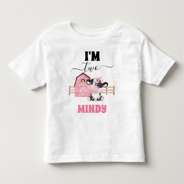 Barn Cow Imprimer T-shirt 2e anniversaire (Devant)