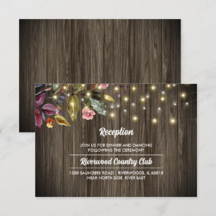 Barn Wood Carte de réception de mariage aux fleu
