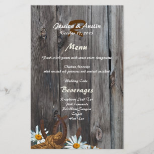 Barn Wood, Horseshoes et Daisies Menu