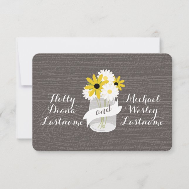 Barn Wood inspiré Mason Jar + RSVP Fleur sauvage (Devant)