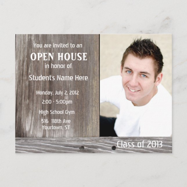 Barn Wood Open house invitation carte postale (Devant)