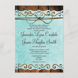 Barn Wood Papier Vintage Turquoise Invitations de 