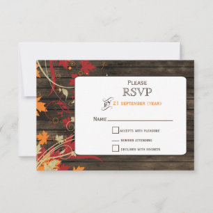 Barn Wood Rustic Fall Feuilles Mariage rsvp