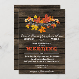 Barn wood Rustic Mariage de automne invitations