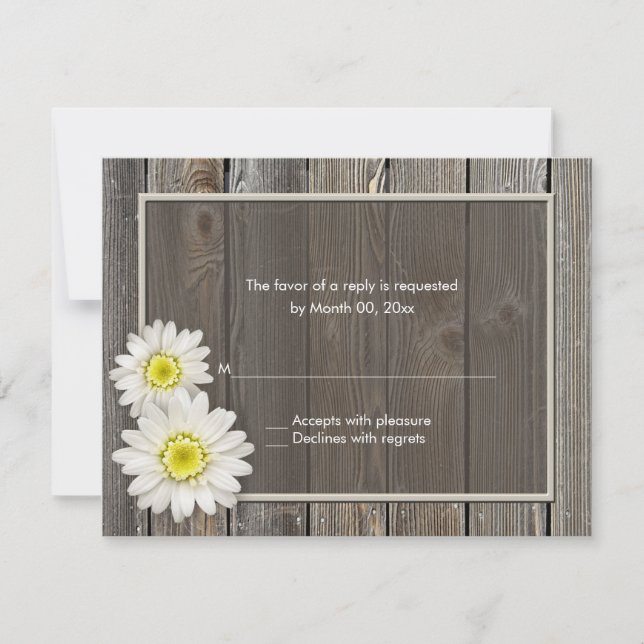 Barne rustique Bois de la marguerite Mariage RSVP  (Devant)