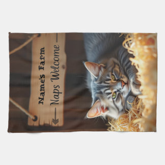 Barne rustique Chat Ferme Serviette de cuisine