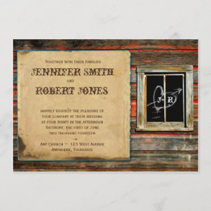 Barne rustique Faire-part de mariage de fenêtre Co