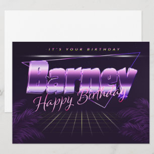 Barney prénom nom violet rétro carte anniversaire