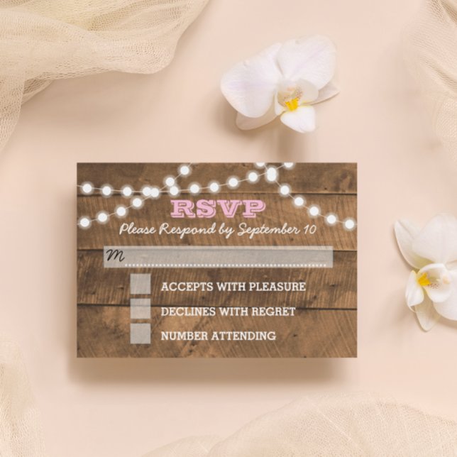 Barnwood Lights Bat mitzvah rose carte RSVP (Créateur téléchargé)