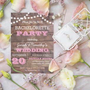 Barnwood Lights Invitation Bachelorette Rose