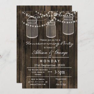 Barnwood mason jarre rustique invitations de chauf