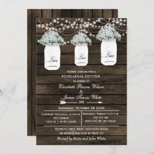 Barnwood mason jarres répétition dîner invitation