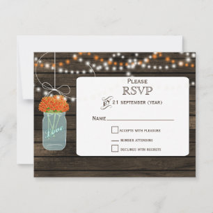Barnwood oranges fleurs mâchoires mariage RSVP