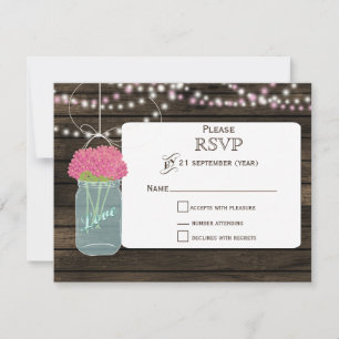 Barnwood rose fleurs mâchoires mariage RSVP