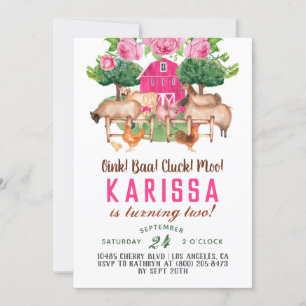 Barnyard Animal Farm Invitation Anniversaire