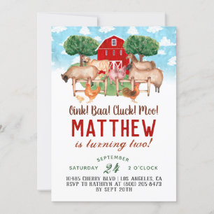 Barnyard Animal Farm Invitation Anniversaire